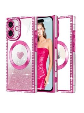 NEW Magnetic Glitter iPhone 16 Plus Case with Ring Holder